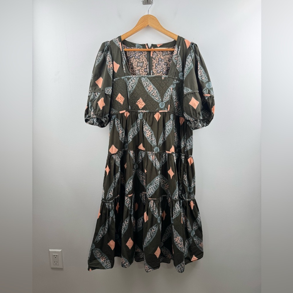 Ulla Johnson Green and Pink Patterned Dress